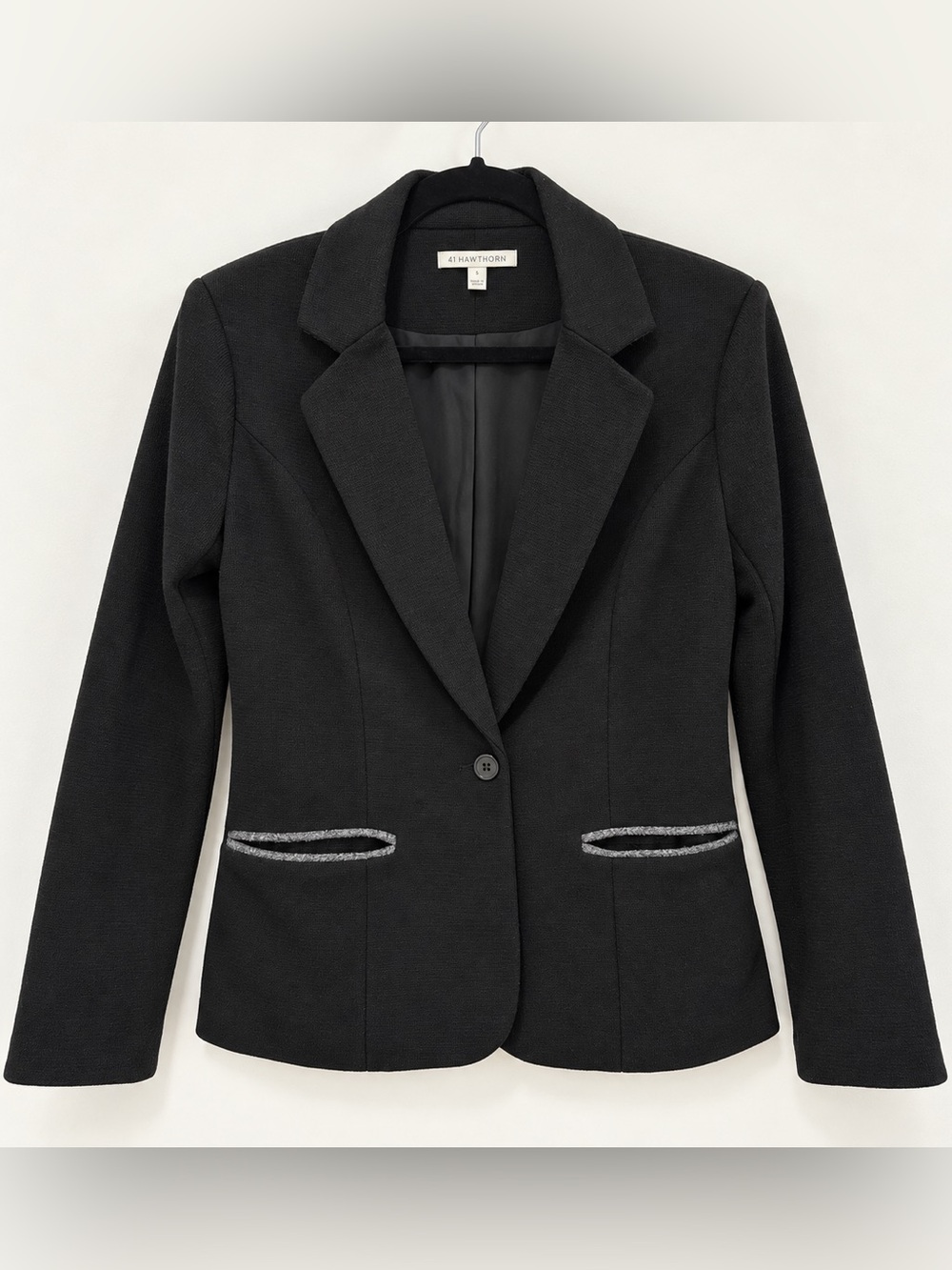 41 Hawthorn Corinth Black Knit Blazer S Gray Elbow Patches Preppy